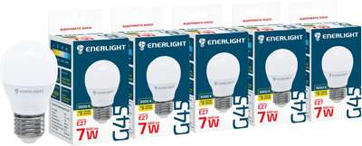 Світлодіодна лампа Enerlight G45 7W 3000K E27 (G45E277SMDWFRR) 5 шт
