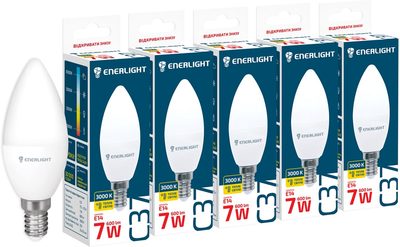 Светодиодная лампа Enerlight С37 7W 3000K E14 (C37E147SMDWFRR) 5 шт