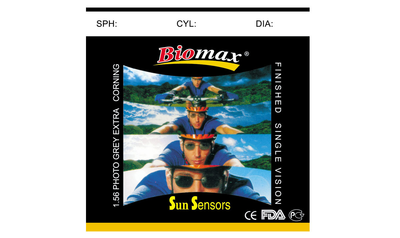 Фотохромна полімерна лінза BIOMAX (сірий) Ind. 1,56 Ø70-65 (-6,5/-10,0)