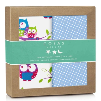 Набор пеленок Cosas BLUE OWLS Бязь 80x100 см 2 шт (4822052049112)