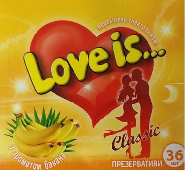 Презервативи Love is... Classic з ароматом банана 12 упаковок по 3 шт (ROZ6400228717)