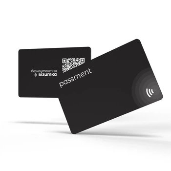 Безконтактна візитка з NFC чіпом Чорна розумна електронна цифрова пластикова карта PassMent