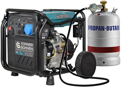 Генератор инверторный двухтоплевный газ + бензин Konner&Sohnen KS 8100iE G