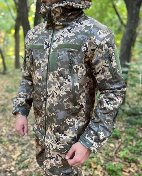 Куртка тактична Softshell Піксель ММ14 демісезонна флісова куртка для військових софтшел S