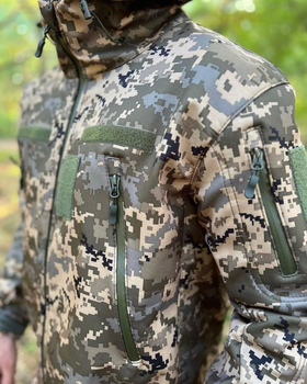 Куртка тактическая Softshell Пиксель ММ14 демисезонная флисовая куртка для военных софтшел S