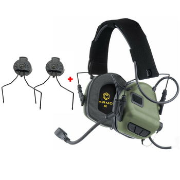 Навушники Активні для стрільби з мікрофоном Earmor M32 + кріплення на шолом FAST, ACH MICH, ТОР-Д (150200kr)