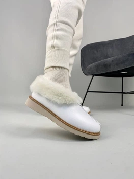 Жіночі зимові уггі ShoesBand Білі натуральні шкіряні на середню/широковатую стопу всередині цигейка 39 (25,5 см) (S39001-2з)