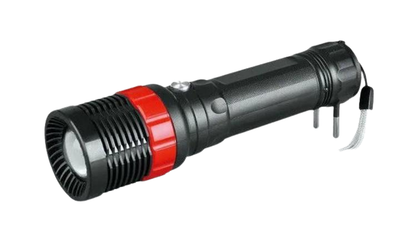 Фонарик YJ-218 ручной аккумуляторный 1LED+линза+переходник на евровилку