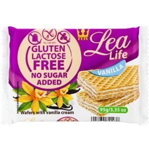 Вафлі Lea life з ванільним кремом без глютену, лактози, та цукру 95г
