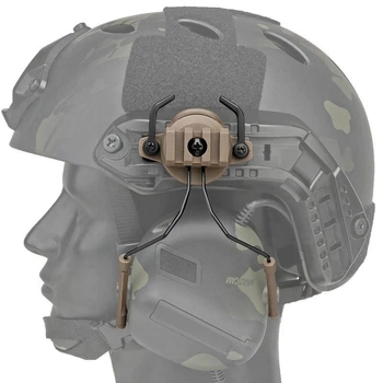 Адаптер кріплення для навушників Earmor M31/M32, Walkers, Peltor на шолом з планкою Пікатінні, TAN (15031)
