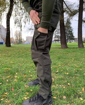 Штани тактичні софтшел із флісом Колір Хакі утеплені штани для військових M