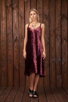 Платье EleTonWear бархатное бордовое BURGUNDY M (02.001 bg)