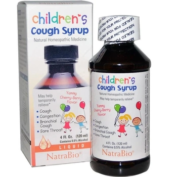 Сироп від кашлю для дітей NatraBio Children's Cough Syrup із вишневим смаком 120 мл