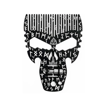 Расческа для бороды черная TacSteel Руны