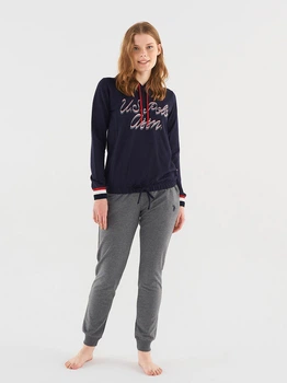 Пижама (худи + штаны) женская хлопковая U.S. Polo Assn 16806 M Navy (8680557379907)