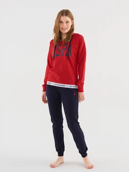 Пижама (худи + штаны) женская хлопковая U.S. Polo Assn 16811 L Red (8680557380361)