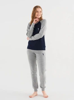 Пижама (свитшот + штаны) женская U.S. Polo Assn 16817 L Grey Melange (8680557380965)