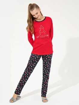 Пижама (лонгслив + штаны) женская хлопковая U.S. Polo Assn 16826 L Red (8680557381566)