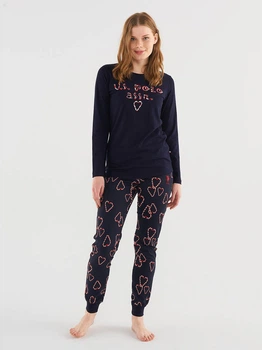 Пижама (лонгслив + штаны) женская хлопковая U.S. Polo Assn 16831 L Navy (8680557381863)