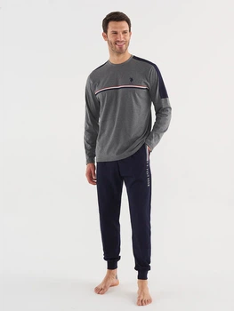 Пижама (лонгслив + штаны) U.S. Polo Assn 18621 L Anthracite Melange (8680557384062)