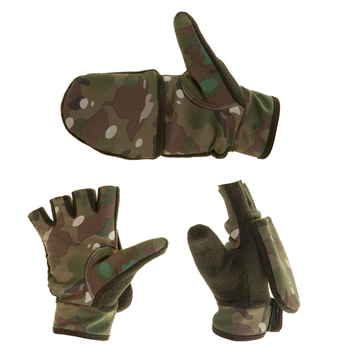 Тактические перчатки варежки зимние без пальцев зсу multicam GTAC