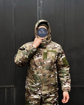 Тактическая зимняя теплая военная форма костюм комплект ( Куртка + Штаны ), Камуфляж: Мультикам, Размер: L