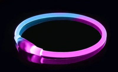 LED нашийник для собак з підсвіткою двокольоровий універсальний Рожево - синій