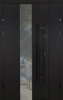Вхідні полуторні двері Abwehr Cottage Ufo Black 1200х2050 мм ліва Ral 9005