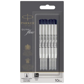 Стрижень Parker QuinkFlow кульковий чорний M блістер 10 шт 10 232BK10