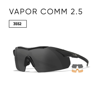 Тактичні окуляри WILEY X VAPOR COMM 2.5 Grey/Clear/Rust Matte Black Frame (3 лінзи) Чорна матова оправа