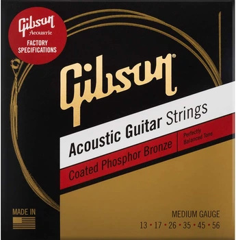 Струни для акустичних гітар GIBSON SAG-CPB13 COATED PHOSPHOR BRONZE ACOUSTIC GUITAR STRINGS 13-56 MEDIUM (230473)