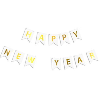 Прапорці Паперові Happy New Year Білий