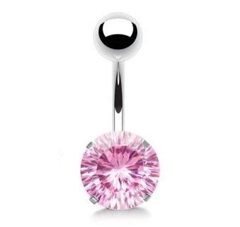 Серьга для пирсинга пупка Shine из медицинской стали Кристалл, розовый