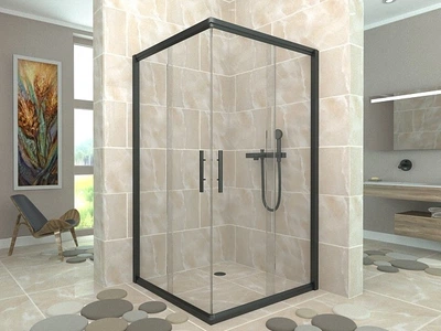 Душова кабіна Aquanil INDIANA BLACK 95х95х190 см прозоре скло чорний профіль