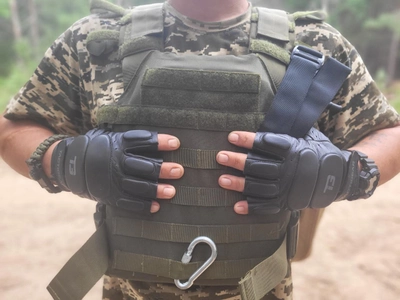 Перчатки тактичні шкіряні без пальців TACTIGEAR PS-8801 Patrol Black M