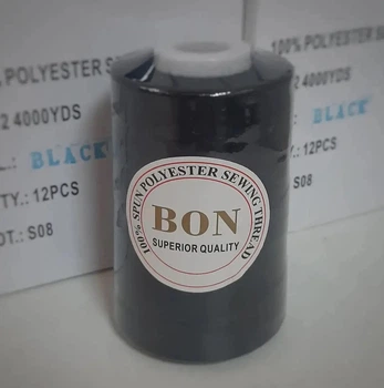 Нитки швейні "BON" №40/2 (4000ярд.) чорні, поліестер