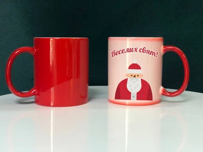 Чашка червоний хамелеон "Санта Клаус" + коробка