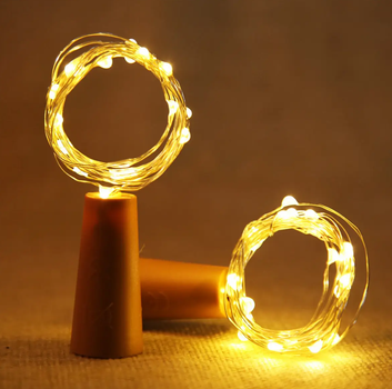 Светодиодная гирлянда-нить LEDLight Капля росы пробка в бутылку на батарейках 20 LED 2 м Теплый белый (44778289)