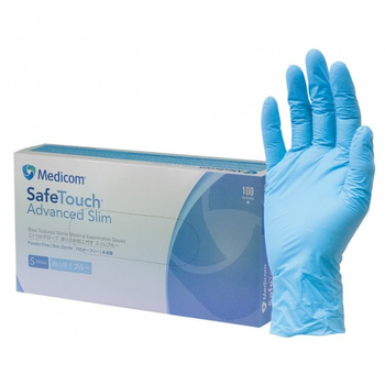 Перчатки нитриловые Medicom SafeTouch Advanced Slim 3.6 S Синие 100 шт