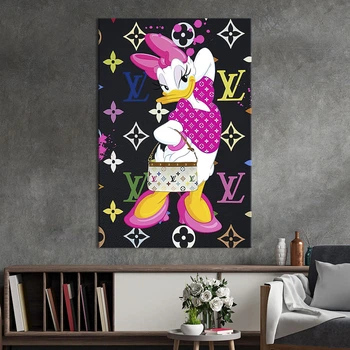 Подарочный постер картина в офис Персонаж Дисней утка Дейзи Дак в Louis Vuitton 51x34 см (2art_2)