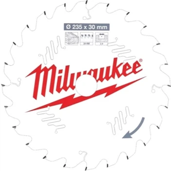 Диск пильный Milwaukee PFTE, Ø235х30х2.4 мм, 24 зуб. (4932471305)