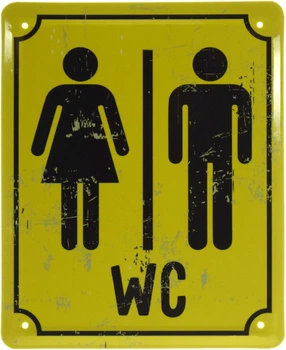 Металлическая табличка "WC (Желтый Фон)" (ms-103649)