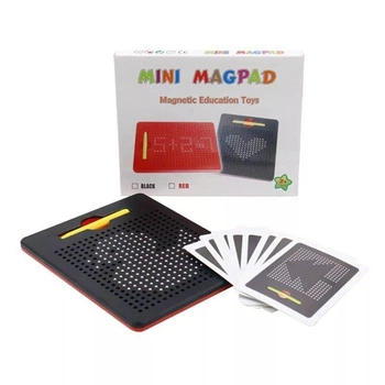 Магнитный планшет для рисования с ручкой mini Magpad 10 карточек с заданиями Черный 380D
