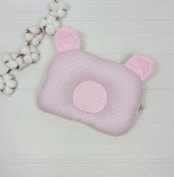 Детская ортопедическая подушка 24×32 для новорожденных a.l.babybox Горох Розовый