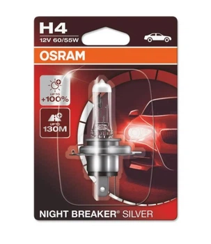 Галогенная автолампа Osram H4 Night Breaker Silver 64193NBS-BLI 60/55W 12V +100% (02820)