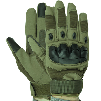 Сенсорні рукавички тактичні військові-армійські OAKLEY повнопалі із посиленим захистом кістяшок, бойові, із закритими пальцями XL Оливковий BC-8794