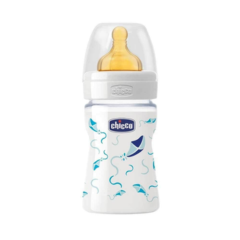 Скляна пляшечка Chicco Well-Being c латексною соскою для хлопчиків 0+ 150 мл (20710.20)