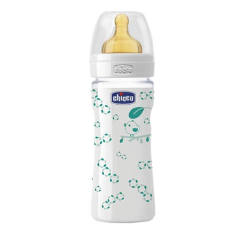 Скляна пляшечка Chicco Well-Being c латексною соскою 0+ 240 мл (20720.30)