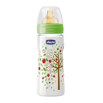 Пляшка пластикова Chicco Well-Being з латексною соскою 4м+ 330 мл Зелена (20634.30.50)