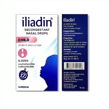 Детские противозастойные назальные капли 0,025% 10 мл Iliadin (8852881017026)